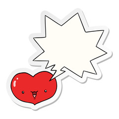 cartoon love heart character and speech bubble sticker