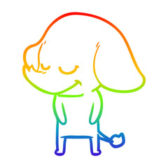 rainbow gradient line drawing cartoon smiling elephant