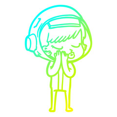 cold gradient line drawing cartoon pretty astronaut girl