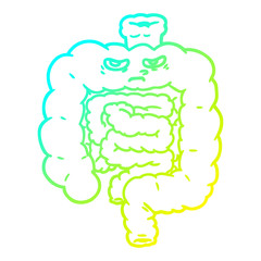 cold gradient line drawing cartoon intestines
