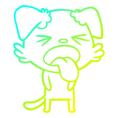 cold gradient line drawing cartoon disgusted dog