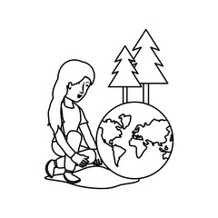 Isolated planet and avatar woman design