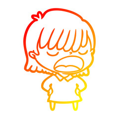 warm gradient line drawing cartoon woman talking loudly