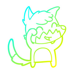 cold gradient line drawing happy cartoon fox