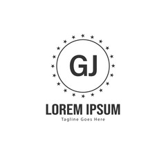 Initial GJ logo template with modern frame. Minimalist GJ letter logo vector illustration