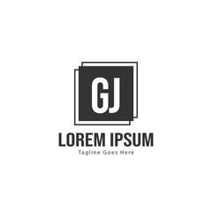 Initial GJ logo template with modern frame. Minimalist GJ letter logo vector illustration
