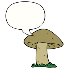 cartoon mushroom and speech bubble