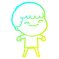 cold gradient line drawing cartoon happy boy
