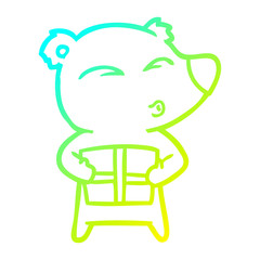 cold gradient line drawing cartoon christmas polar bear