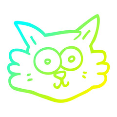 cold gradient line drawing cartoon cat face