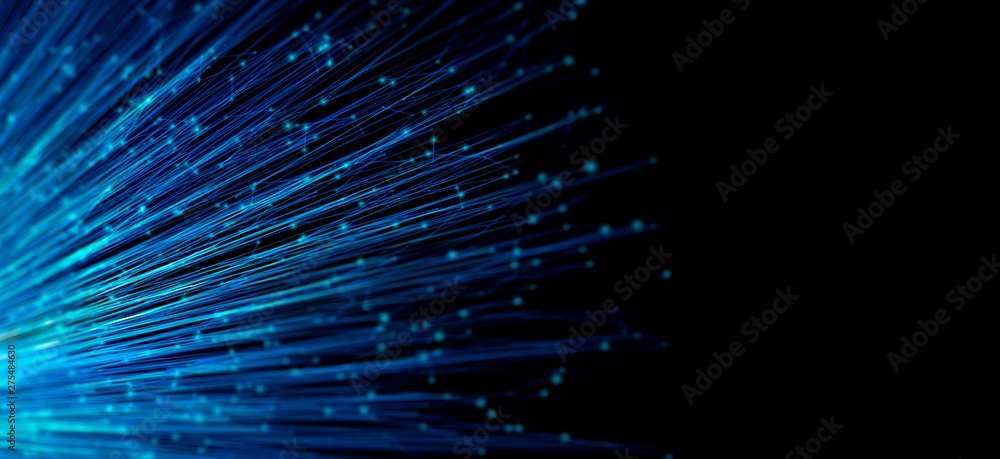 Wall mural growing network connections background. digital connectivity, artificial intelligence and big data c