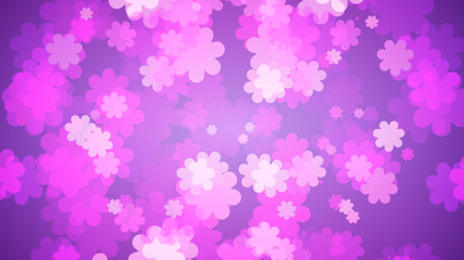 Soft Purple Floral Background. Flowers Spreading Out On Purple Gradient . Spring Concept