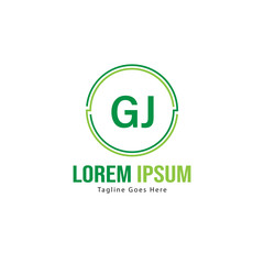 Initial GJ logo template with modern frame. Minimalist GJ letter logo vector illustration