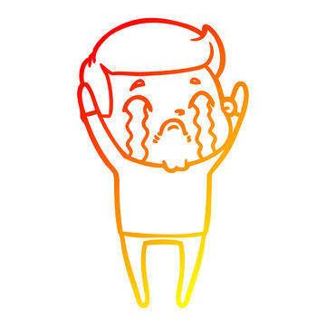 recommend clip art: warm gradient line drawing cartoon man crying