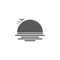 seagull sunset beach symbol logo vector