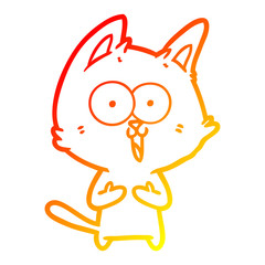 warm gradient line drawing funny cartoon cat