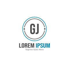 Initial GJ logo template with modern frame. Minimalist GJ letter logo vector illustration