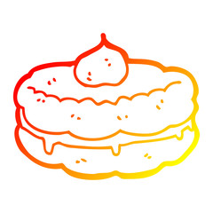 warm gradient line drawing cartoon biscuit