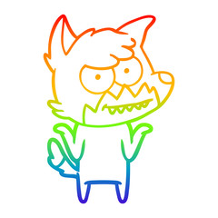 rainbow gradient line drawing cartoon grinning fox