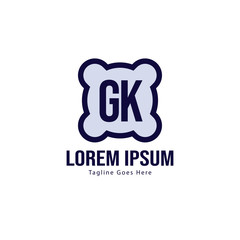 Initial GK logo template with modern frame. Minimalist GK letter logo vector illustration