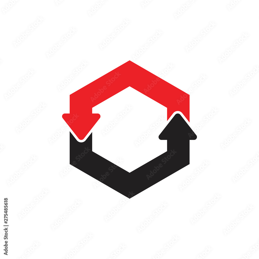 Poster simple rotation arrows hexagonal symbol vector