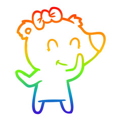 rainbow gradient line drawing female polar bear cartoon