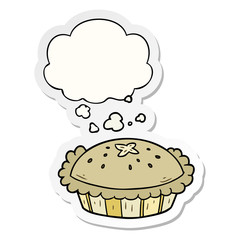 cartoon pie and thought bubble as a printed sticker