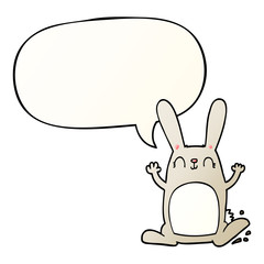 cartoon rabbit and speech bubble in smooth gradient style
