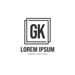 Initial GK logo template with modern frame. Minimalist GK letter logo vector illustration