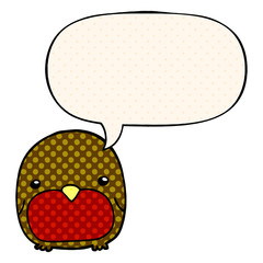 cute cartoon penguin and speech bubble in comic book style