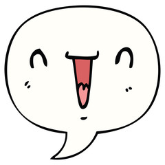 cute happy cartoon face and speech bubble