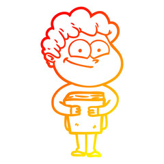 warm gradient line drawing cartoon happy man