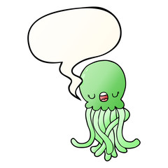 cartoon jellyfish and speech bubble in smooth gradient style