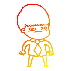 warm gradient line drawing cartoon boy