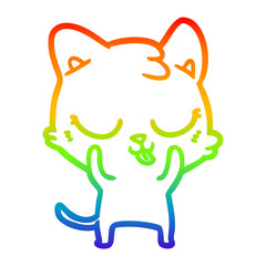 rainbow gradient line drawing cartoon cat