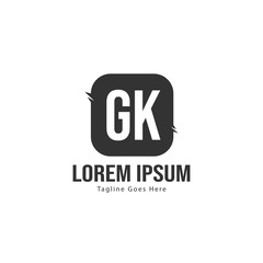 Initial GK logo template with modern frame. Minimalist GK letter logo vector illustration