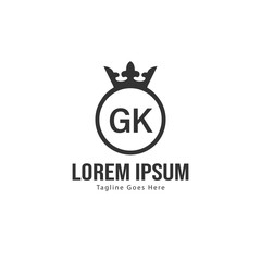 Initial GK logo template with modern frame. Minimalist GK letter logo vector illustration