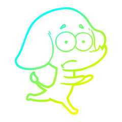 cold gradient line drawing cartoon unsure elephant running away