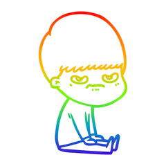 rainbow gradient line drawing cartoon boy