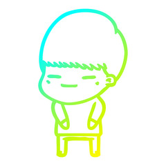 cold gradient line drawing cartoon smug boy