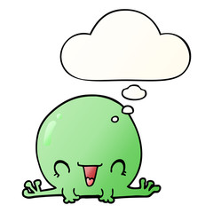 cartoon frog and thought bubble in smooth gradient style