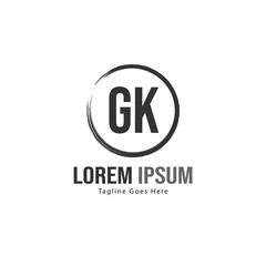 Initial GK logo template with modern frame. Minimalist GK letter logo vector illustration