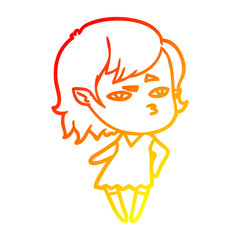 warm gradient line drawing cartoon vampire girl