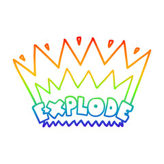 rainbow gradient line drawing cartoon explosion