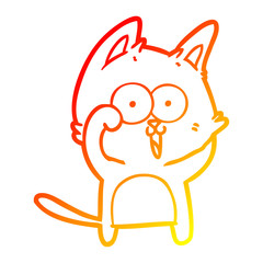 warm gradient line drawing funny cartoon cat