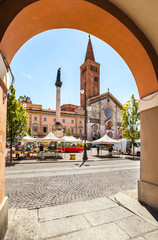 Piazza Duomo in the city center in Piacenza - obrazy, fototapety, plakaty
