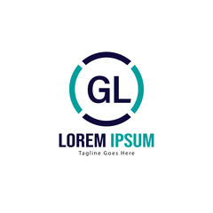 Initial GL logo template with modern frame. Minimalist GL letter logo vector illustration