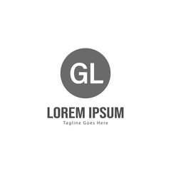 Initial GL logo template with modern frame. Minimalist GL letter logo vector illustration