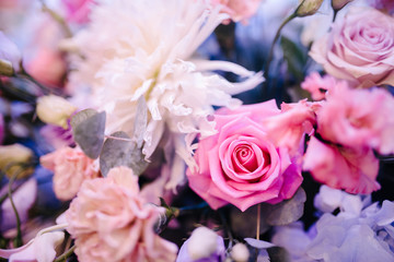 Bridal bouquet of flowers of the bride close up