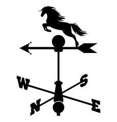 Weather vane. Horse weather vane (weathercock silhouette). Vector illustration.